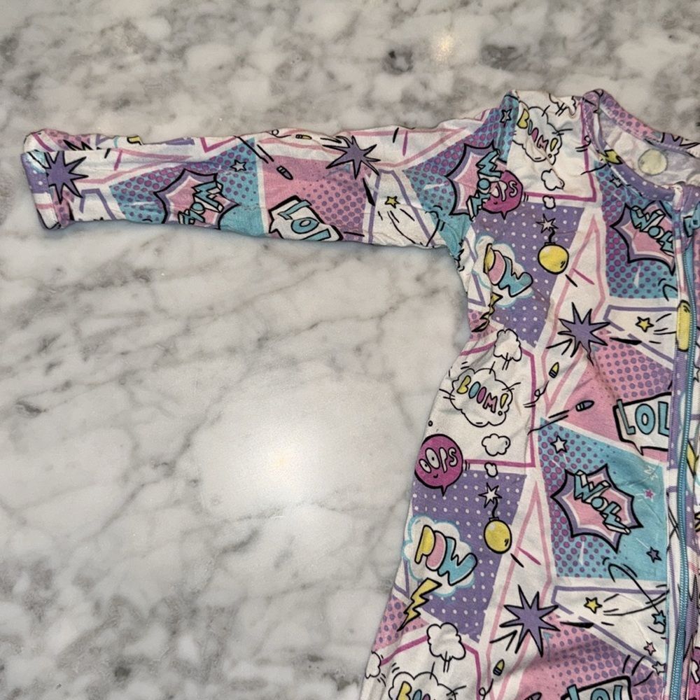 BELLABU BEAR COMIC PURPLE BAMBOO CONVERTIBLE FOOTIE 12/18M - Picture 4 of 10